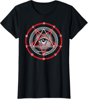 Pentagram with Occult Symbols, God Eye & Snake Eating Itself