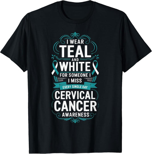 I Wear Teal Teal Ribbon Cervical Cancer Awareness