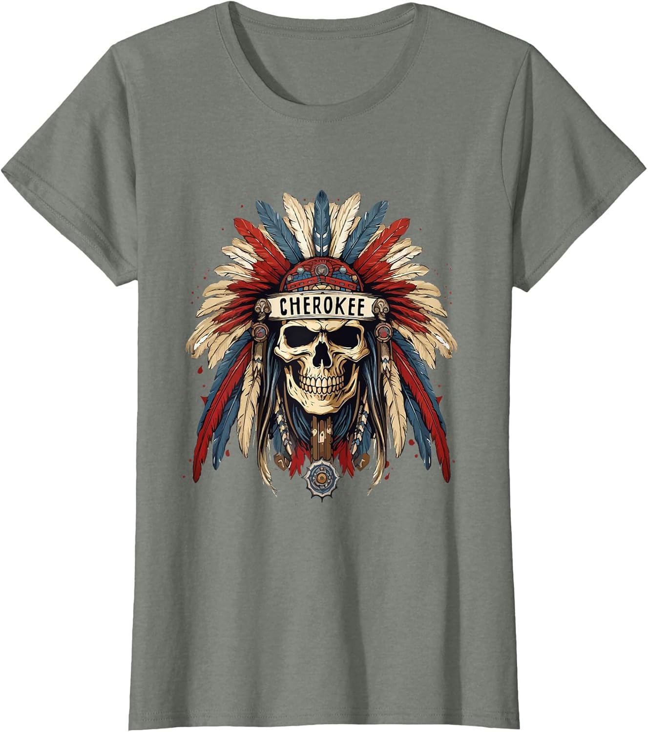 Cherokee Native Indian Skull Warrior American Heritage