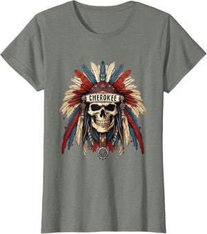 Cherokee Native Indian Skull Warrior American Heritage