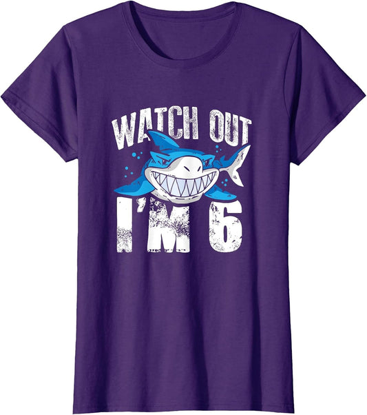 Watch Out I'm 6 Shark Sea Animal 6th Birthday Party Gift
