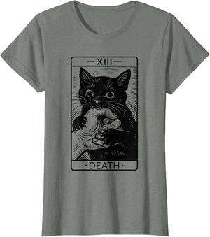 Black Cat Tarot Card Shirt, Funny Witchy Halloween Meme