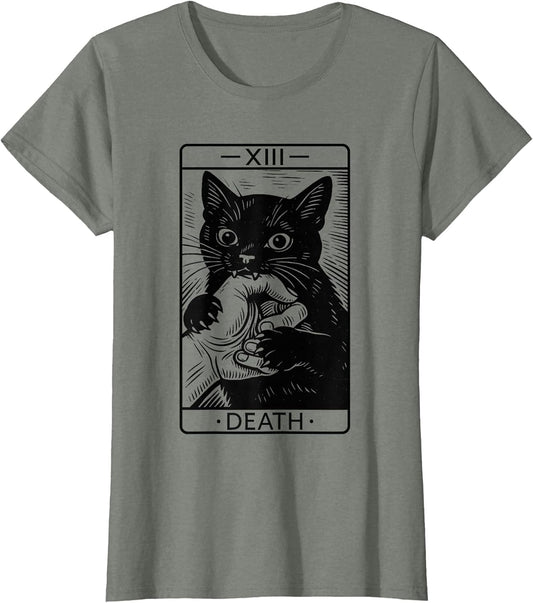 Black Cat Tarot Card Shirt, Funny Witchy Halloween Meme