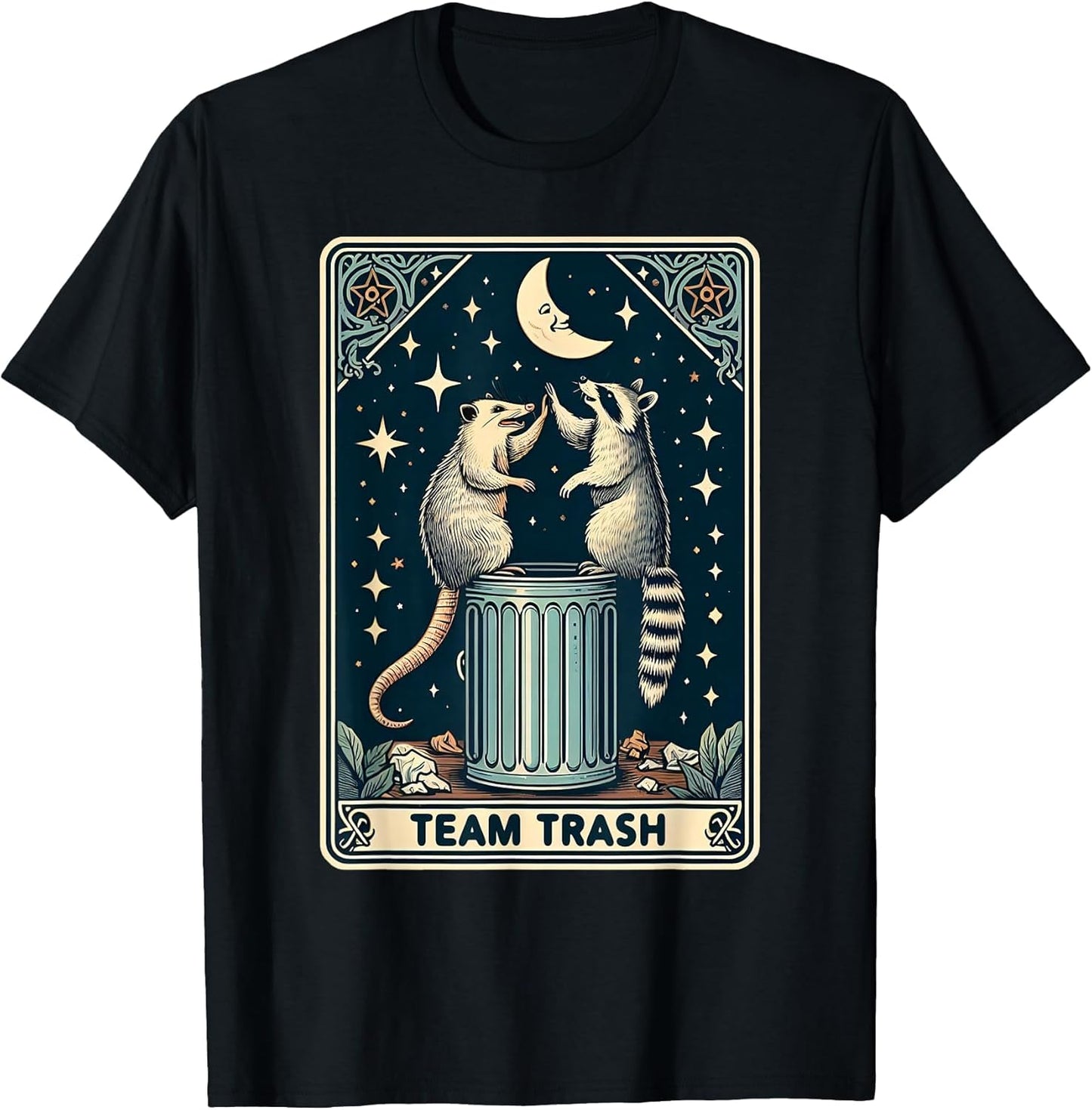 Team Trash Raccoon and Opossum Funny Tarot Card