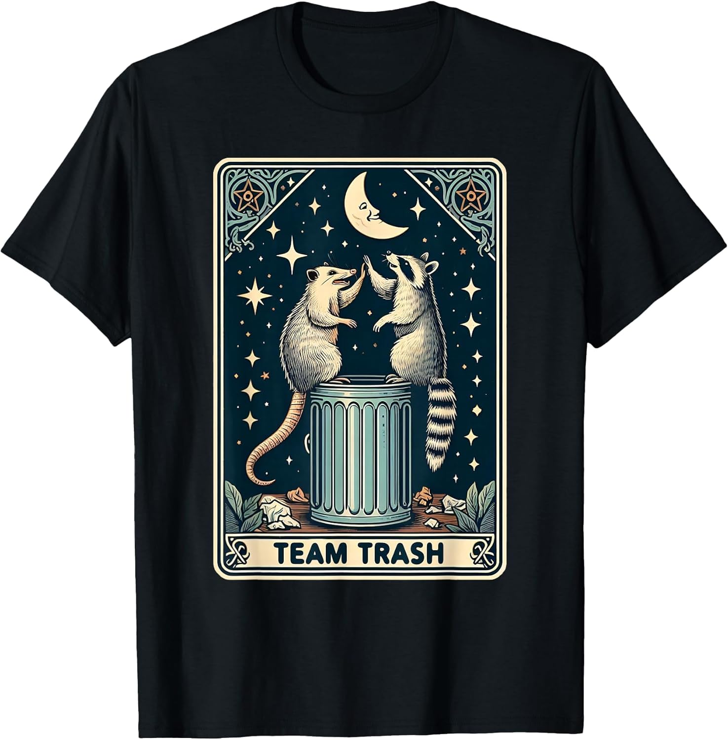Team Trash Raccoon and Opossum Funny Tarot Card
