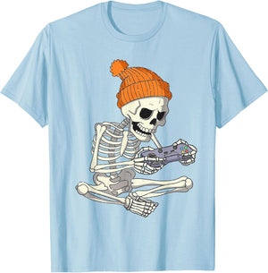 Funny Halloween Skeleton Gamer Video Games Boys Gaming
