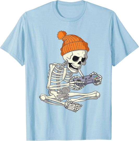 Funny Halloween Skeleton Gamer Video Games Boys Gaming