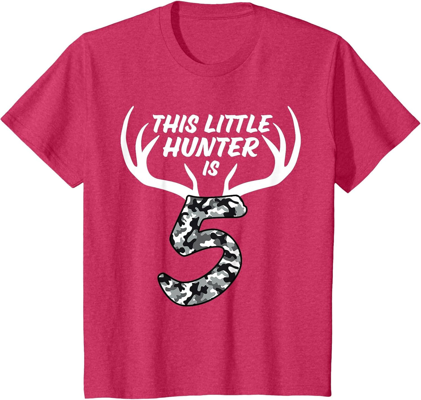 Kids 5 Year Old Birthday Shirt Boy Deer Hunting Theme Camo 5th 5t