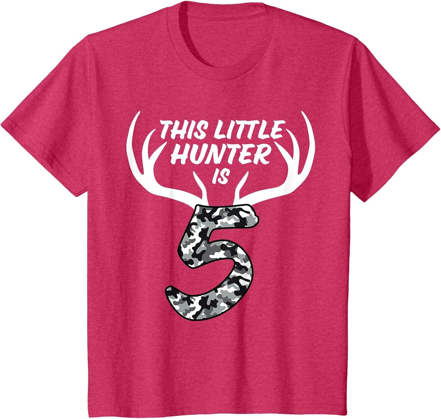 Kids 5 Year Old Birthday Shirt Boy Deer Hunting Theme Camo 5th 5t