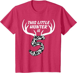 Kids 5 Year Old Birthday Shirt Boy Deer Hunting Theme Camo 5th 5t