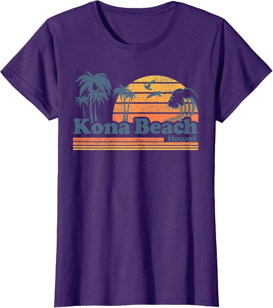 Kona Beach Hawaii Vintage Surfing 70s Retro Summer Hawaiian