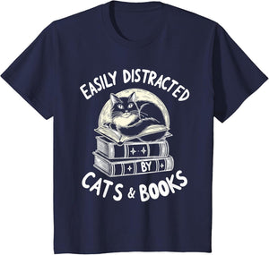 Cat Book - Easily Distracted by Funny Cats and Books