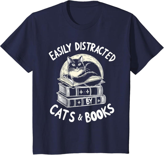 Cat Book - Easily Distracted by Funny Cats and Books