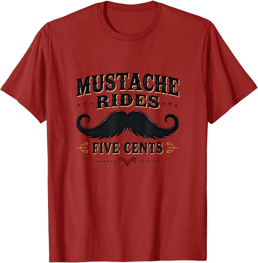 Mustache Rides Five Cents Vintage Humor Design