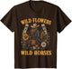 Retro Southern Sunset Wild Cowgirl Flowers - Wild Horses