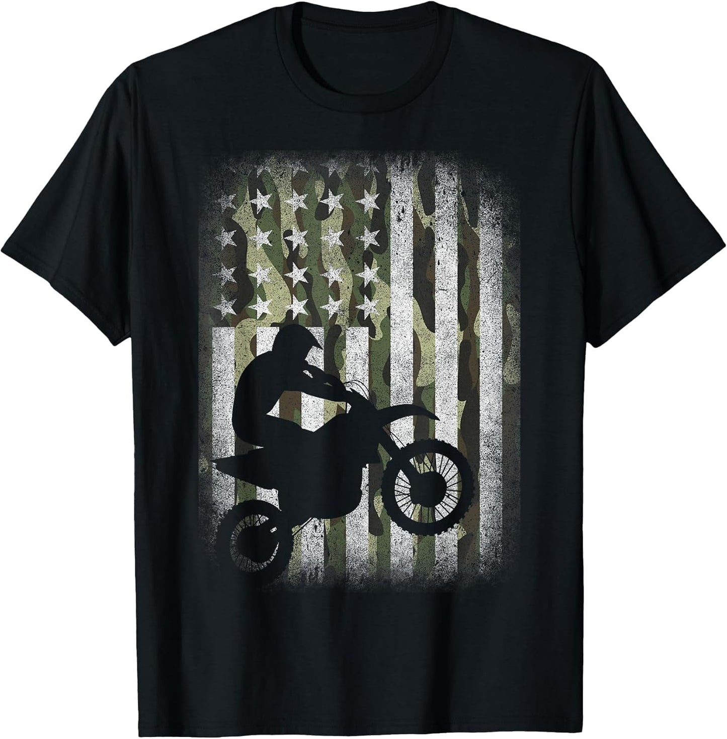 Camo Motocross Dirt Bike Racing Camouflage American US Flag