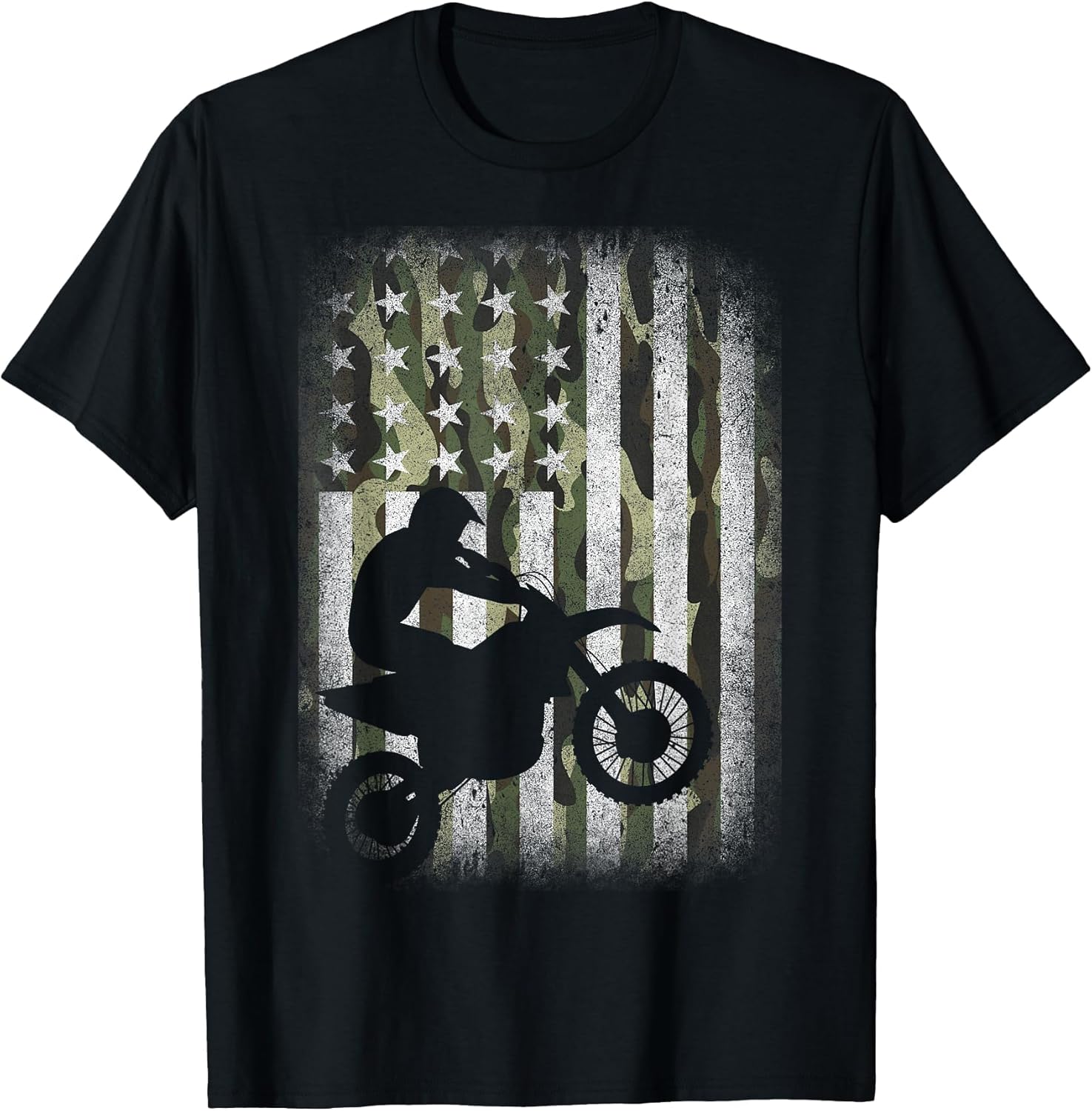 Camo Motocross Dirt Bike Racing Camouflage American US Flag