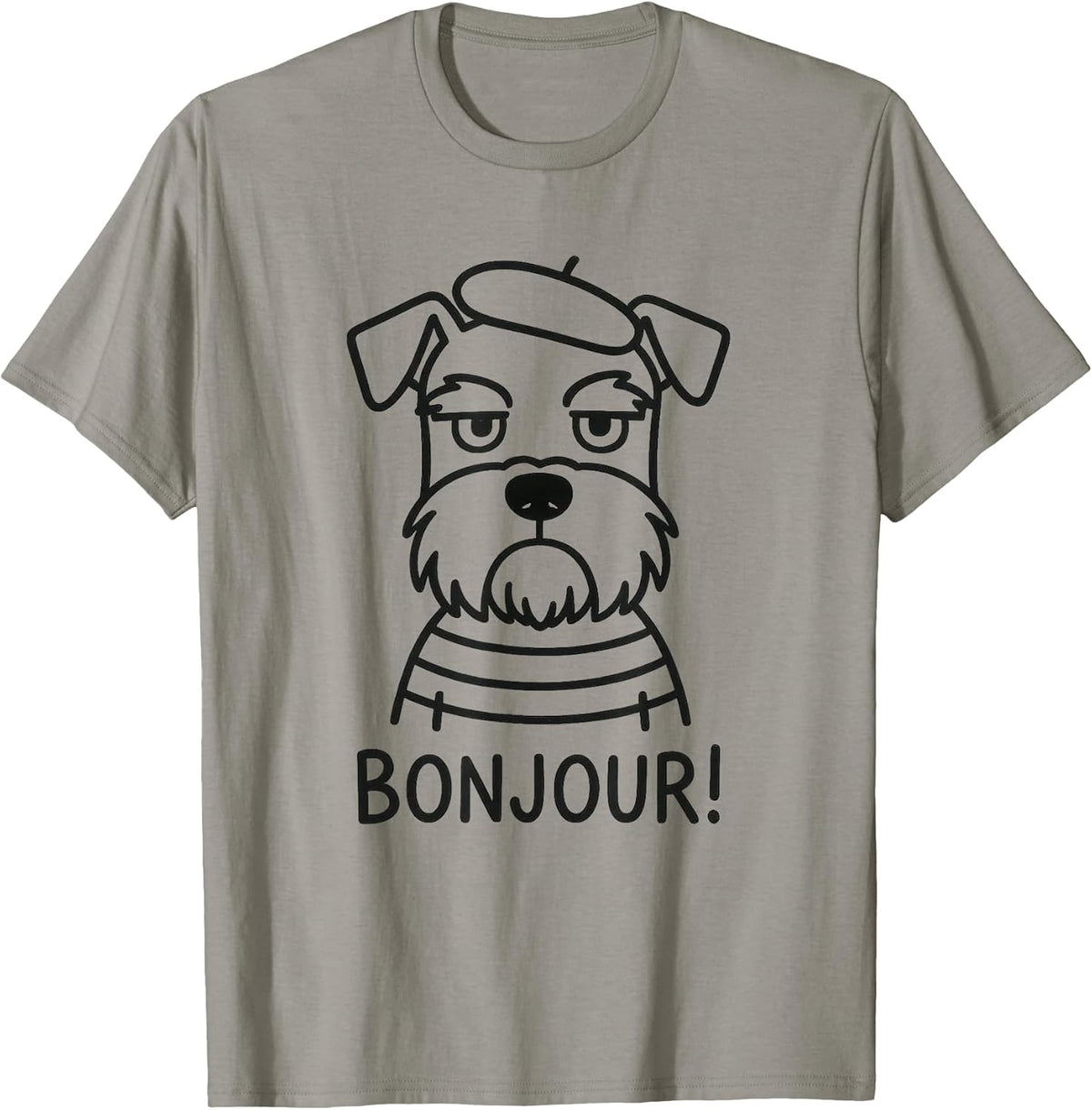 Schnauzer Dog French France Bonjour Vintage