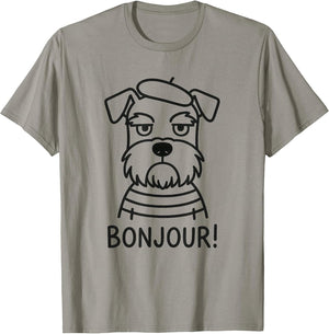 Schnauzer Dog French France Bonjour Vintage