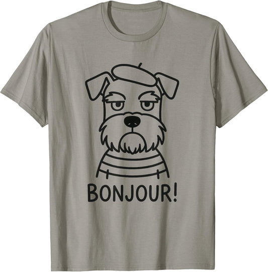 Schnauzer Dog French France Bonjour Vintage