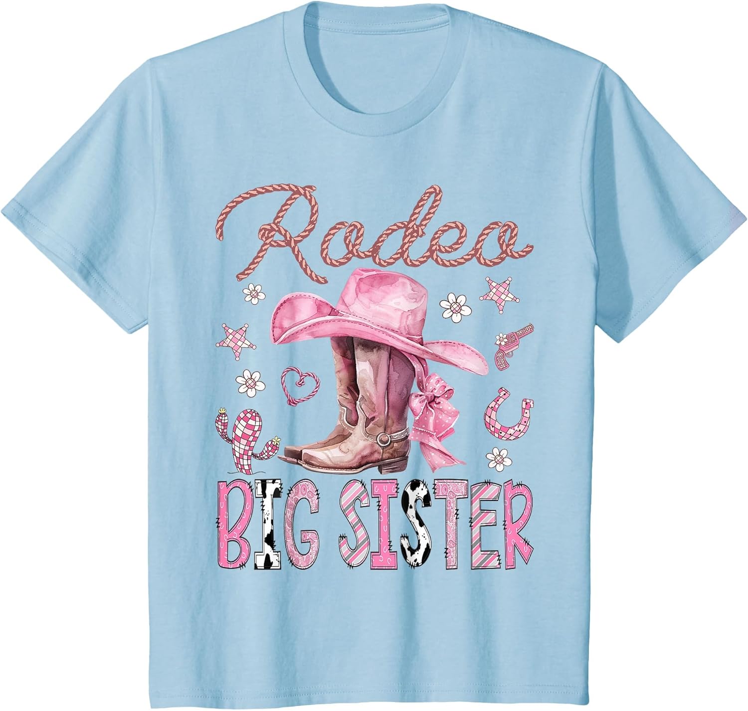 Rodeo Big Sister Pink Cowgirl Coquette Boots Birthday Girl