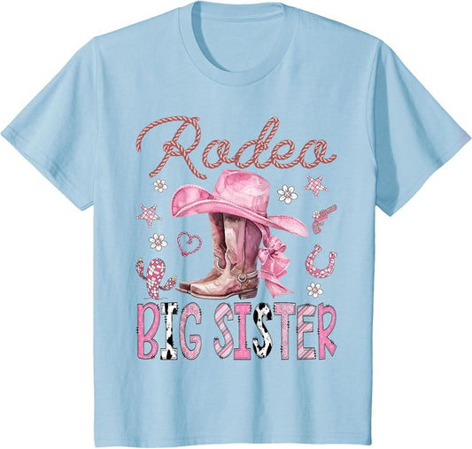 Rodeo Big Sister Pink Cowgirl Coquette Boots Birthday Girl