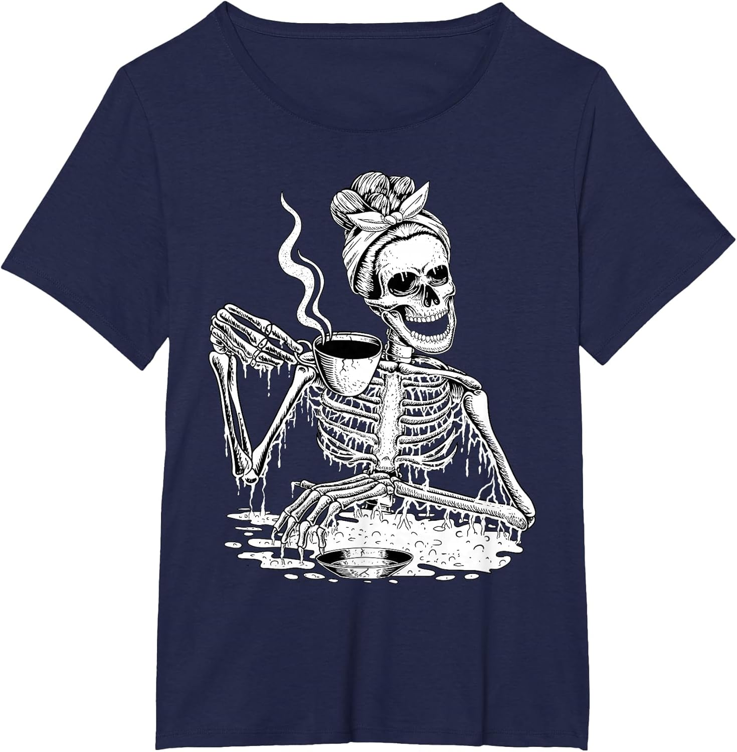 Skeleton Drinking Coffee Lazy & Easy Women Halloween Costume