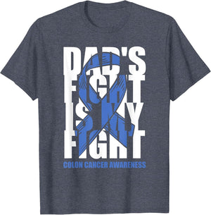 Colon Cancer Awareness Month Dark Blue Ribbon Dad's Fight