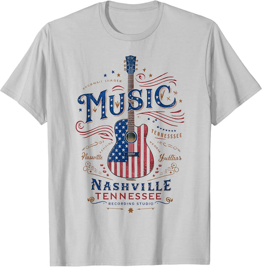 Rock American Flag Patriotic USA Music Nashville Guitar