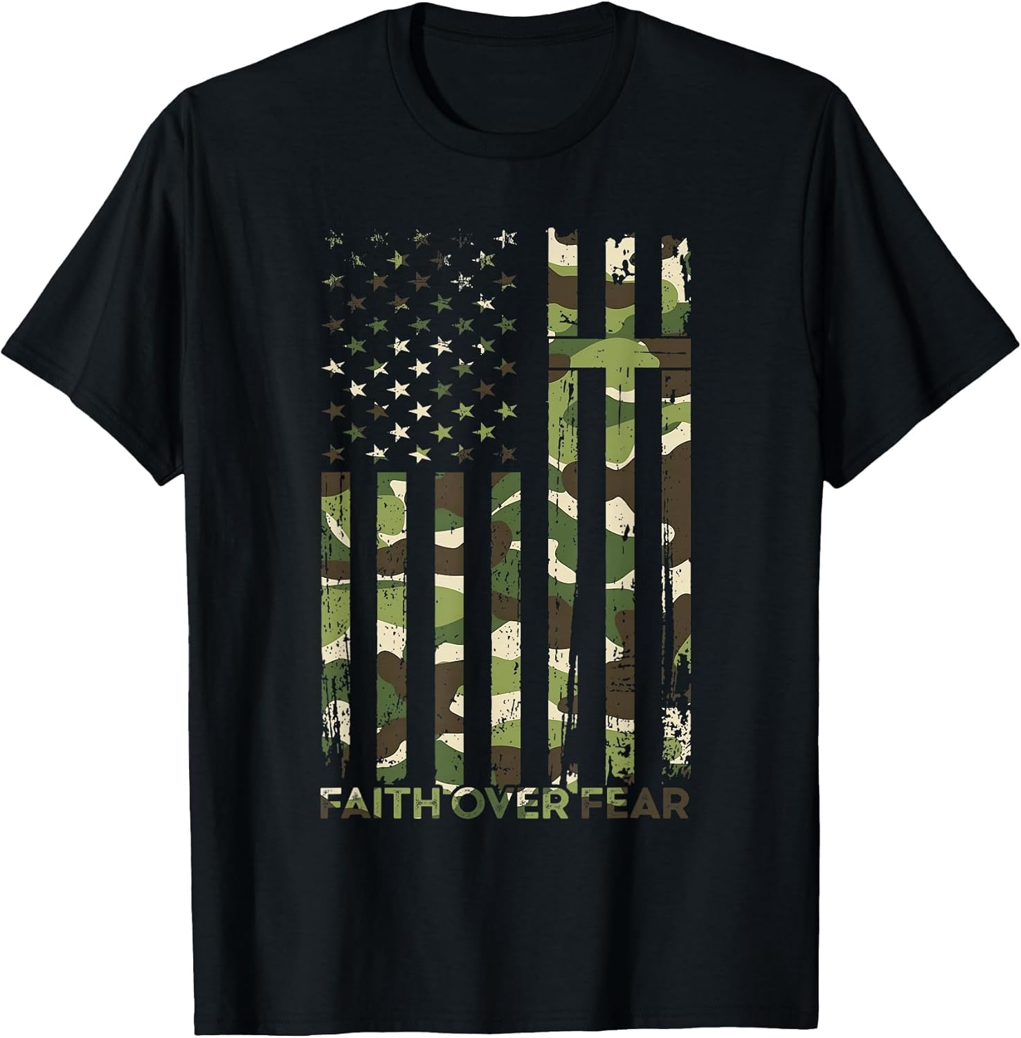 Faith Over Fear USA Flag Camo Christians Jesus Religion