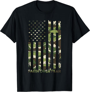 Faith Over Fear USA Flag Camo Christians Jesus Religion