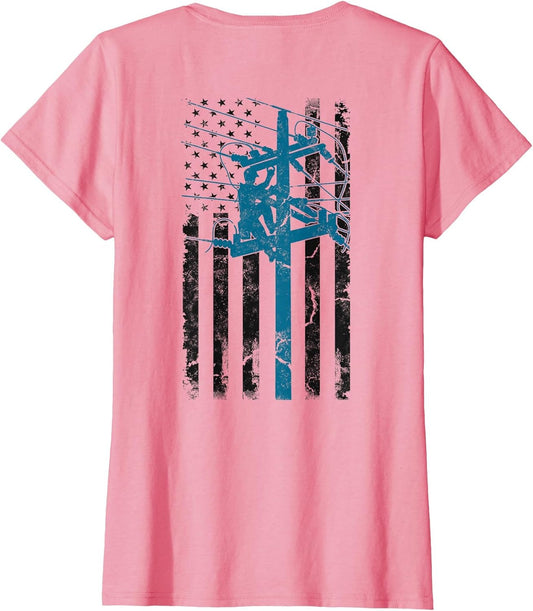 Distressed Patriotic Lineman American Flag Electric Cable