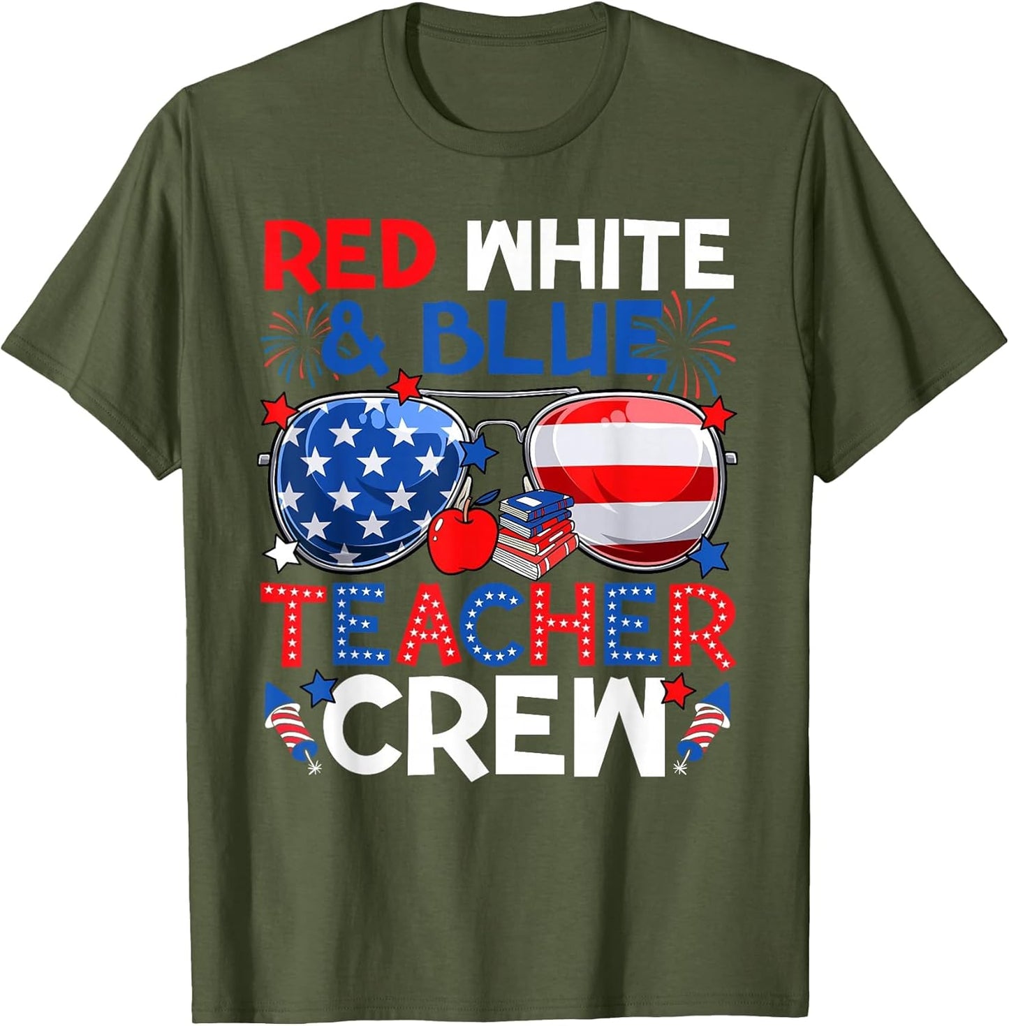 4th of July Red White & Teacher Crew American Flag