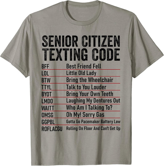 Senior Citizen Texting Code Funny Old People Grandpa