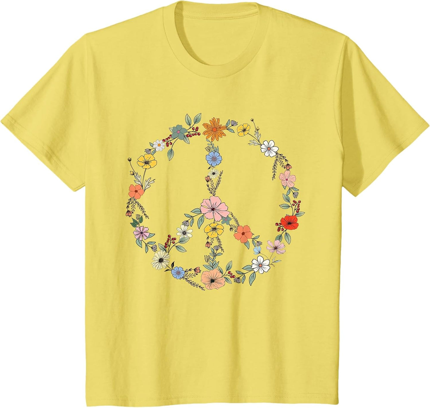 Retro Floral Peace Sign Boho Women Teens Girls Trendy Hippie