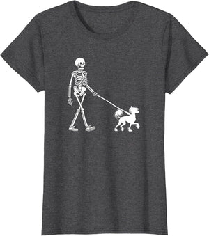 Skeleton Walking a Dog Chinese Crested Dog Halloween Outfit