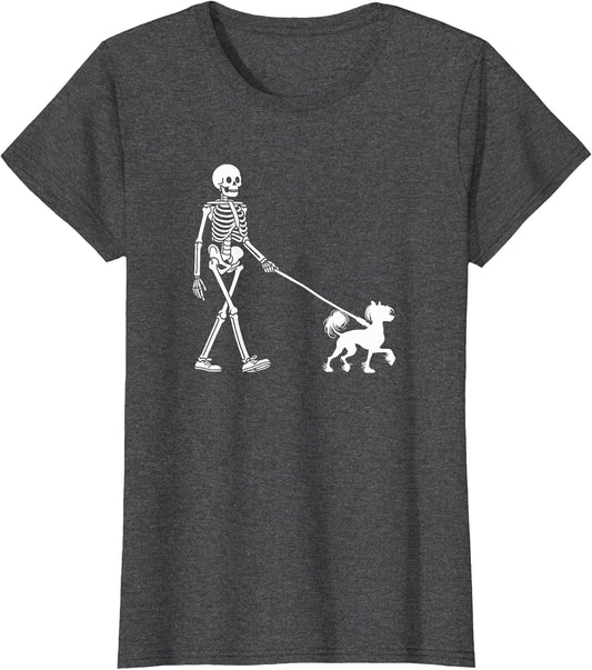 Skeleton Walking a Dog Chinese Crested Dog Halloween Outfit
