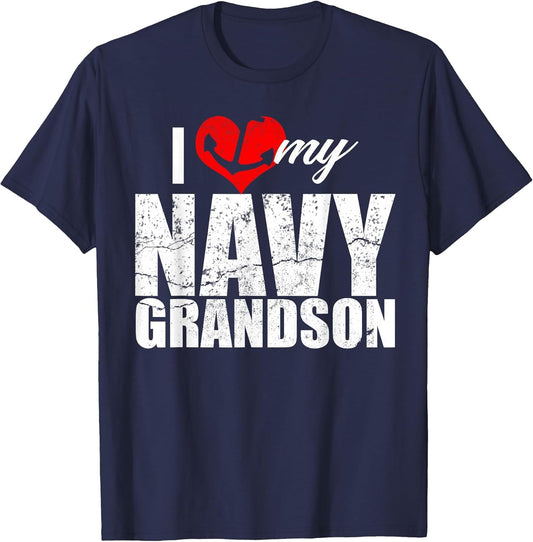 I Love My Navy Grandson Distressed Vintage Shirt