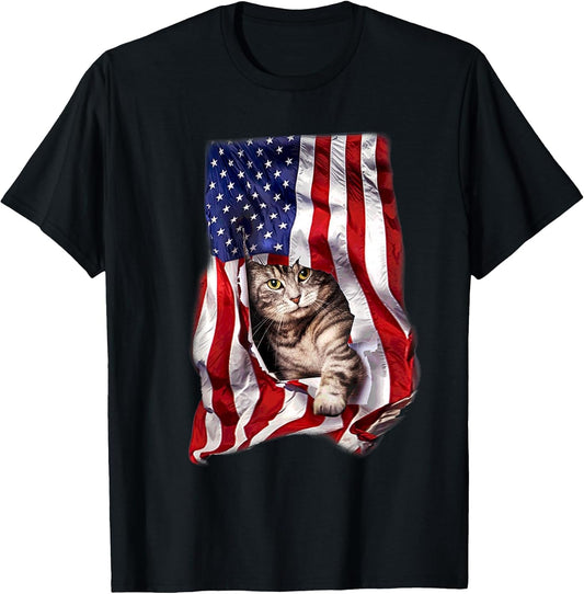 USA American Flag Cat Kitty Kitten Shirt Funny 4th July Gift