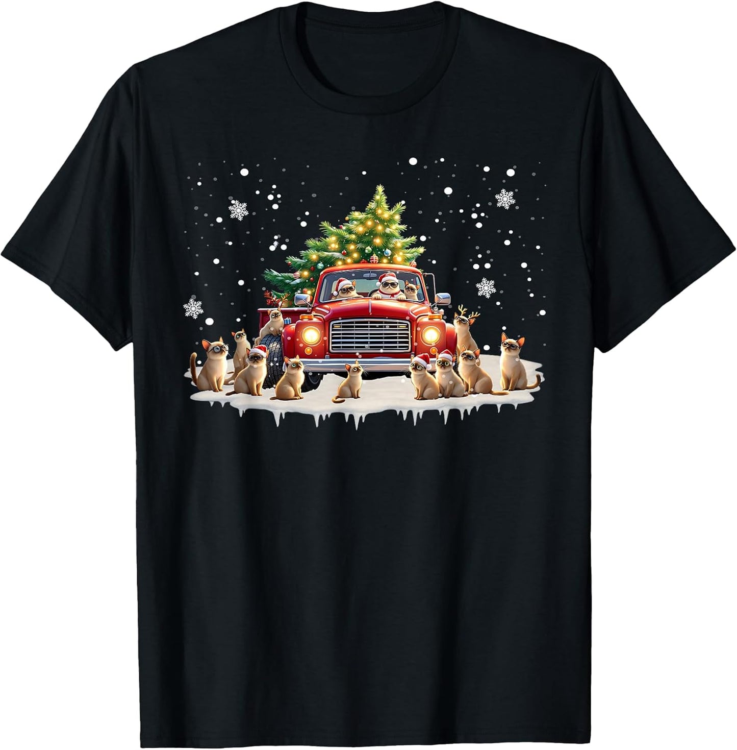 Siamese Cat Red Truck Christmas Tree Santa Ugly Xmas
