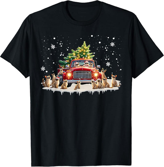 Siamese Cat Red Truck Christmas Tree Santa Ugly Xmas