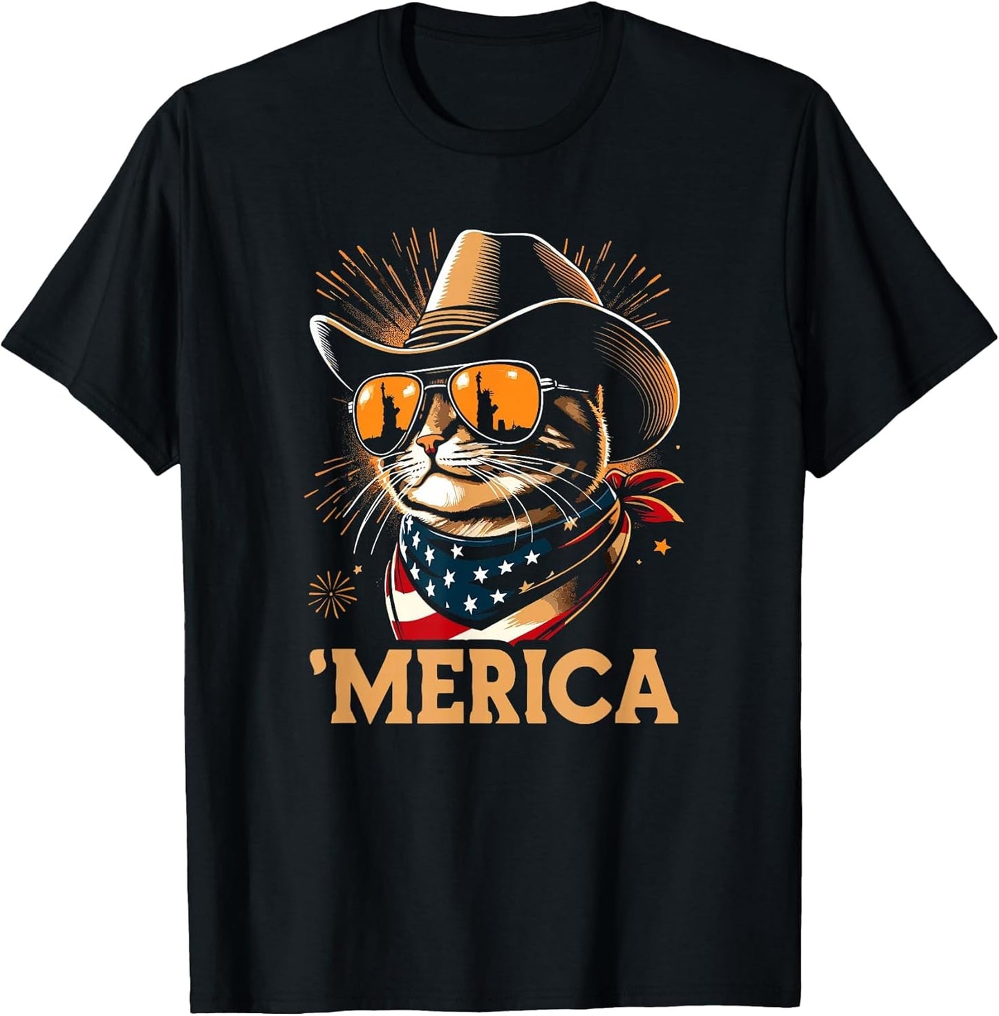 USA 'Merica Cat 4th of July Men Women Kids Funny Patriotic