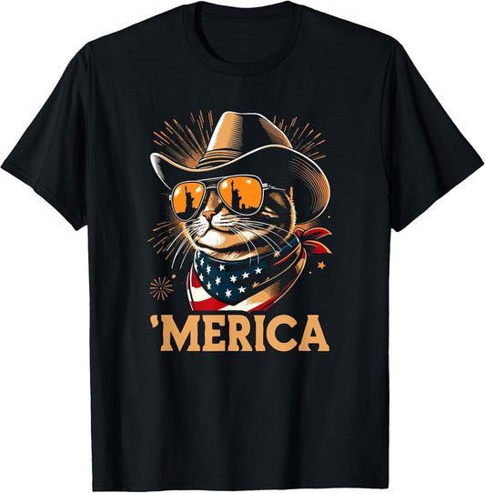 USA 'Merica Cat 4th of July Men Women Kids Funny Patriotic