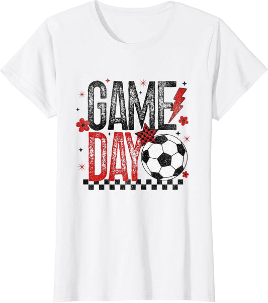 Game Day Retro Soccer Season Checkered Black & Red
