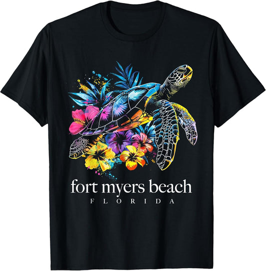 Fort Myers Beach Florida Sea Turtle Flowers Surfer Souvenir