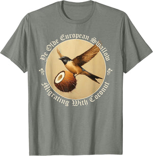 European Swallow Carrying Coconut, Funny Grail Meme Design