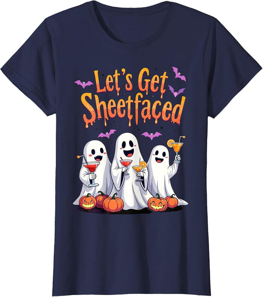 Let's Get Sheet Faced Cute Funny Ghost Drinking Halloween