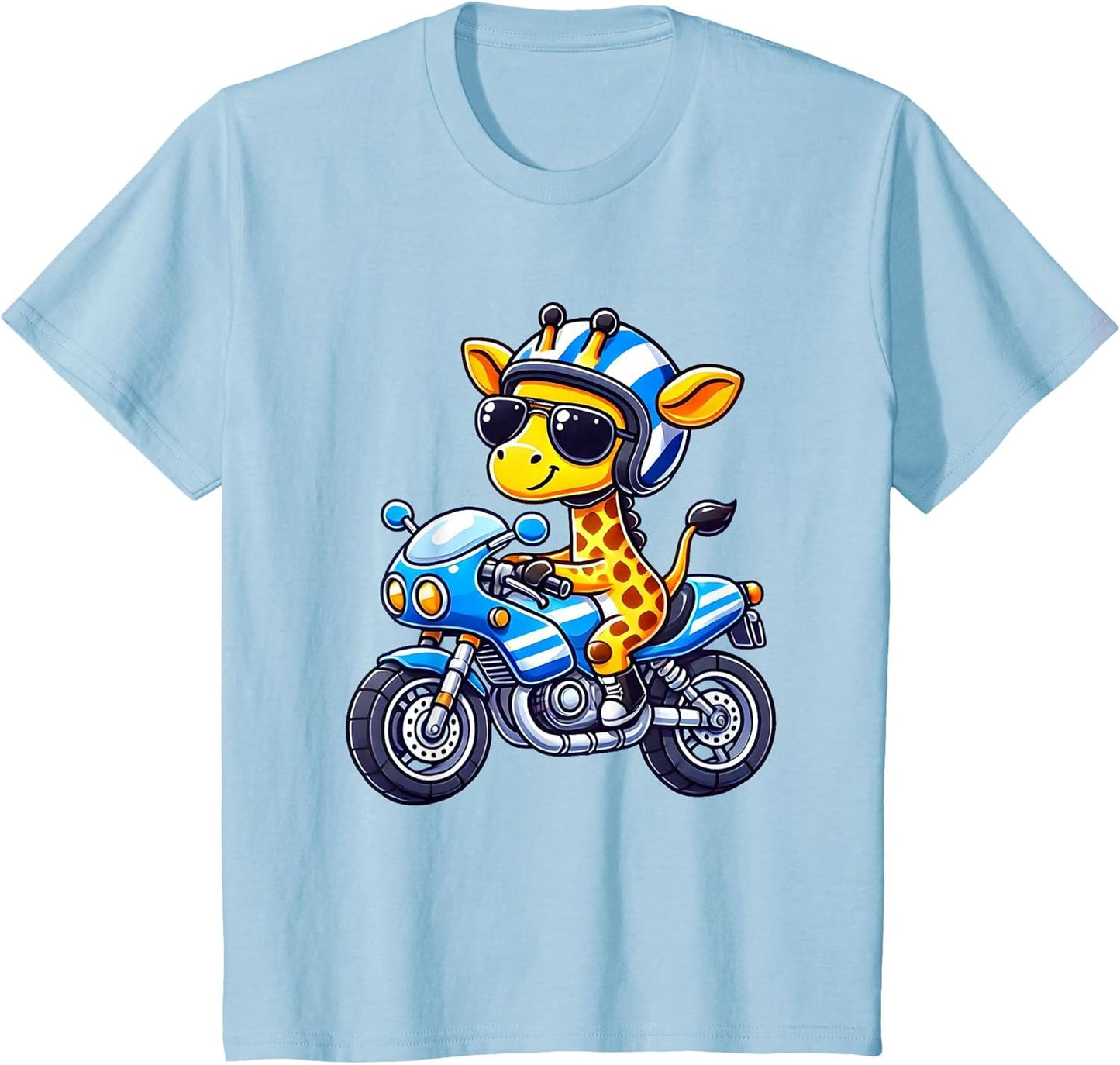 Kids Biker Motorcycle Riding Giraffe Boys