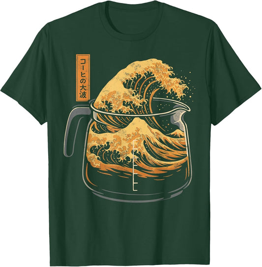 Coffee & Japan Art Lover Kanagawa Wave of Coffee Humor