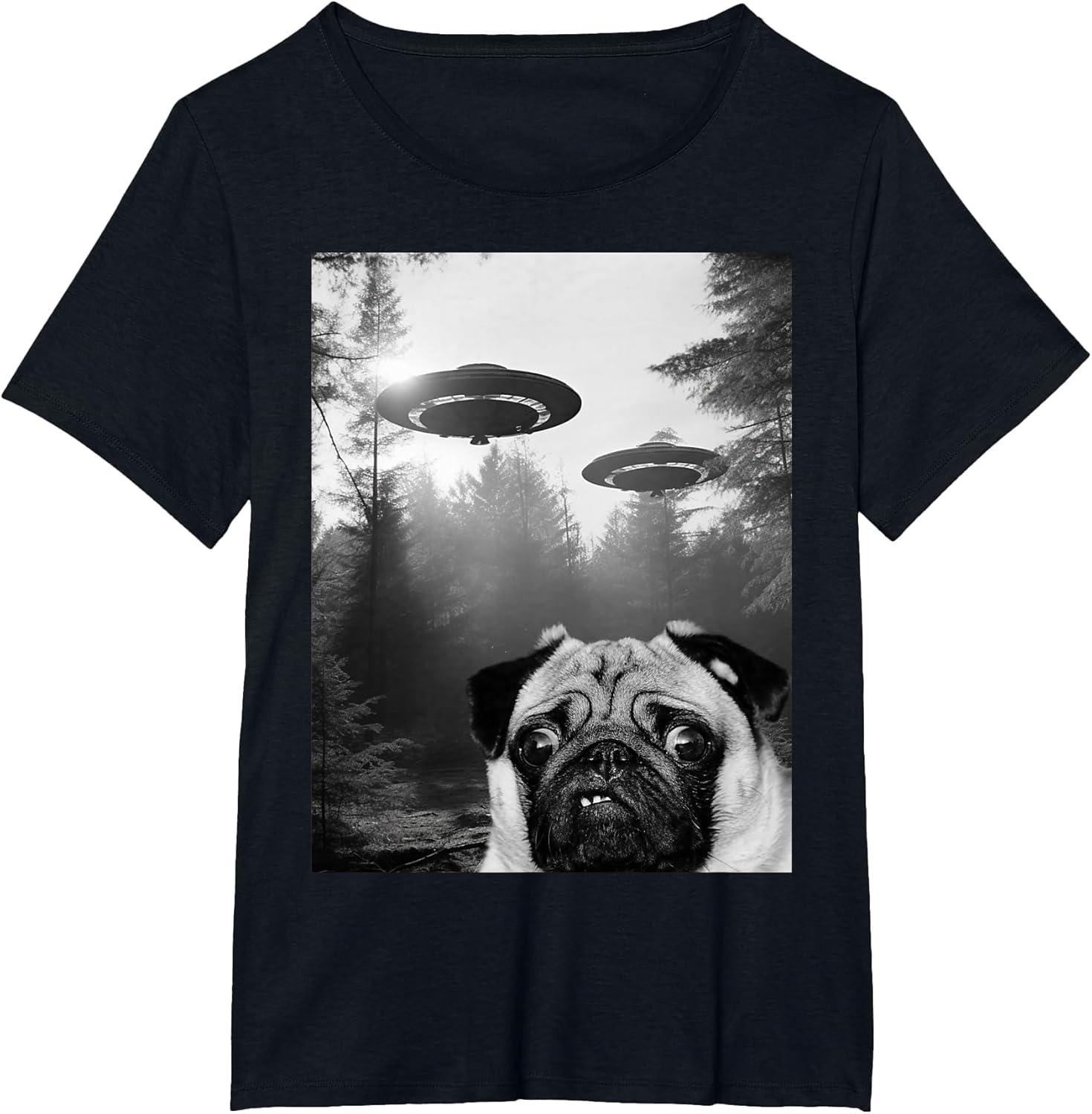 Funny Dog UFO Alien Pug Flying Saucer